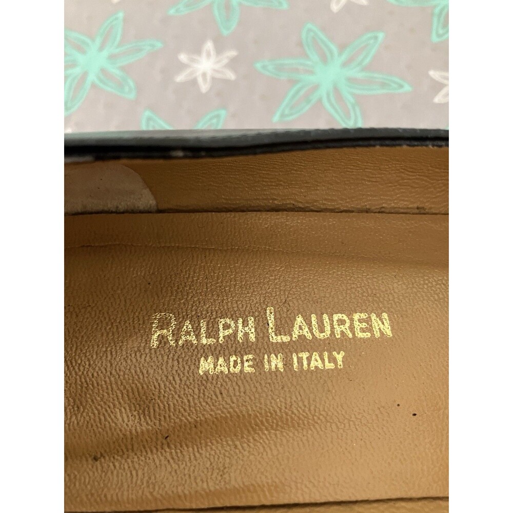 Ralph Lauren Black and Cream Leather Penny Loafers - Picture 8 of 12